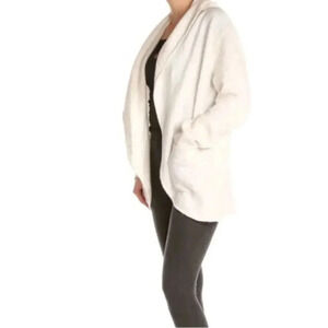 LOFT FLEECE OATMEAL BEIGE CARDIGAN WITH POCKETS SIZE S NEUTRAL EARTH TONES 